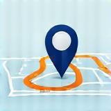Icon representing a map with optimized route path